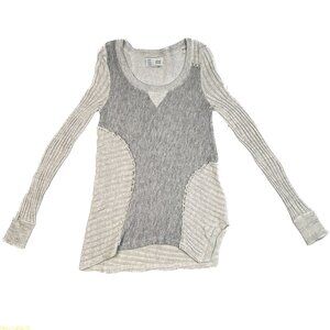 Anthropologie Saturday Sunday Asymmetrical Frayed Knit Fleece Sweater Sz S NWOT